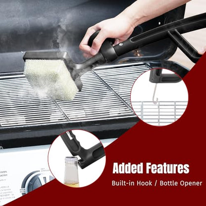 SHINESTAR Grill Brush for Outdoor Grill with 2 Replacement Heads, Black - color: Black Grill Brush & 2 Replacement Heads