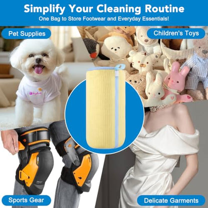 Dntorx 2 PCS Shoe Washing Machine Bags for Washer and Dryer with Outer Mesh - color: Yellow+Blue (with Outer Mesh)