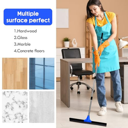 30'' Rubber Blade Floor Squeegee with 60'' Handle, Blue - color: Blue, size: 30'' Rubber Blade