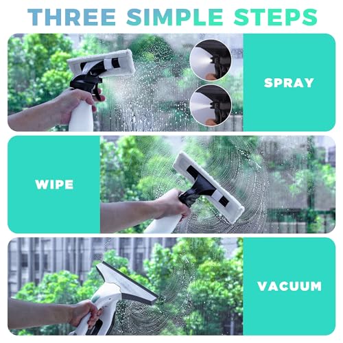HAUSHOF Electric Window Vacuum Squeegee 11", 2000Pa Cordless Cleaner Set