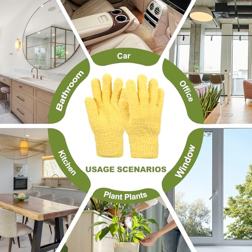 uxcell Microfiber Gloves, Reusable Washable Plant Dusting Gloves Cleaning Mittens for Auto Plants Household Kitchen - color: Yellow/Dark Blue/White