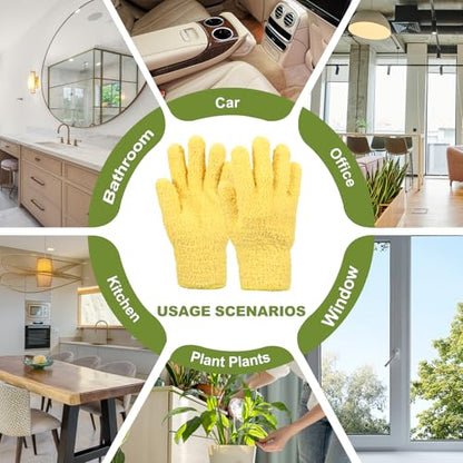 uxcell Microfiber Gloves, Reusable Washable Plant Dusting Gloves Cleaning Mittens for Auto Plants Household Kitchen - color: Yellow/Dark Blue/White