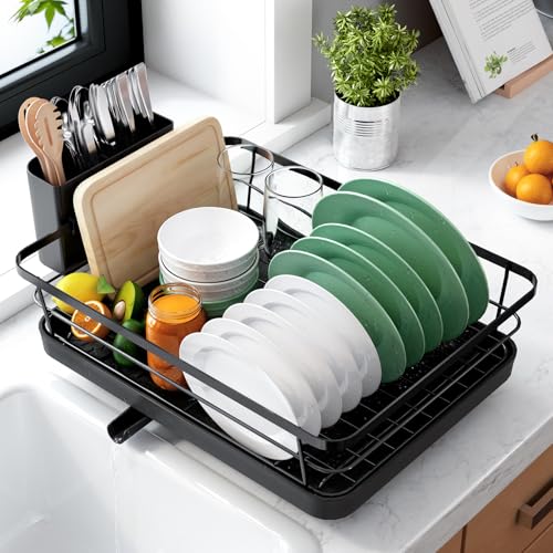 Kitsure Dish Drying Rack for Kitchen Counter, 12''W x 15.5''L, Black - color: Black, size: 12''W x 15.5''L - 1 Tier