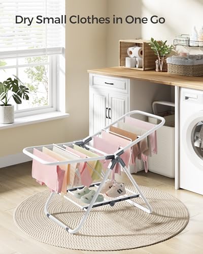 SONGMICS Clothes Drying Rack, Free-Standing Indoor Airer - color: Cloud White
