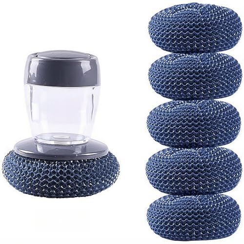 Soap Dispense Palm Scrub dishwashing Kitchen Scrubber Press Automatic Liquid wash Pot ，Small Dish Brush(PET)