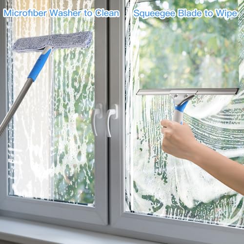 Mitclear 10 Feet Long Squeegee Window Cleaner Tool for Outdoor High Windows - size: 10 feet
