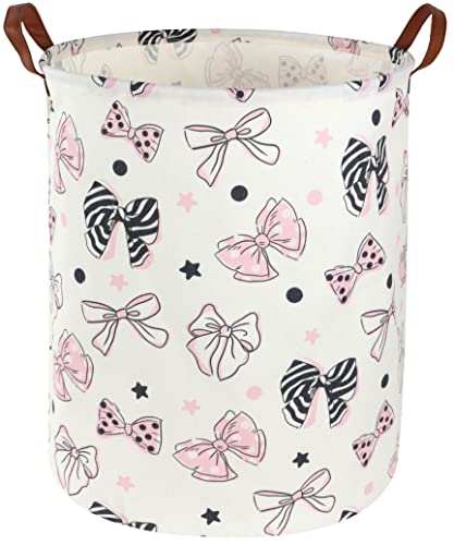 ESSME Pink Hamper,Pink Laundry Hamper,Girls Laundry Hamper, Cute Storage Bin for Room Decor,Gift Baskets,Home Organizer(Bowknot) - color: Bowknot