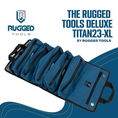 Rugged Tools Titan23-XL Tool Roll - Wrench Roll & Organizer - Canvas Tool Bag & Tool Pouch for Electrician, HVAC, Plumber, Carpenter or Auto Mechanic