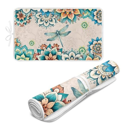Bohemian Folding Ironing Mat Heat and Steam Resistant Dragonfly Ironing Pad 32 x 16 Inch Foldable Iron Mat for Table Top Washer,Dryer,Large Iron Board Mats Irons Pad - color: Bohemian Dragonfly