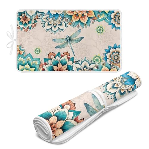 Bohemian Folding Ironing Mat Heat and Steam Resistant Dragonfly Ironing Pad 32 x 16 Inch Foldable Iron Mat for Table Top Washer,Dryer,Large Iron Board Mats Irons Pad - color: Bohemian Dragonfly