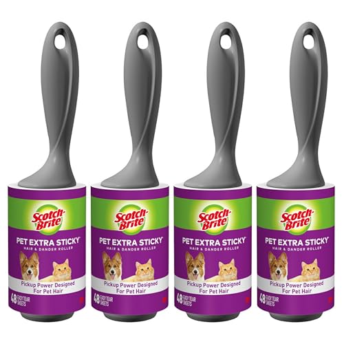 Scotch-Brite Pet Extra Sticky Lint Rollers 4 Rollers 48 Sheets Per Roller 192 Sheets Total - size: 4 Pack