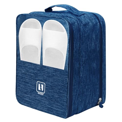 Shoe Bags for Travel,Holds 3 Pairs of Shoes,for Travel&Daily Use - color: Navy Blue