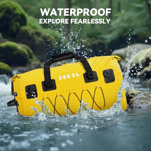 HEETA Waterproof Duffel Bag Travel Motorcycle Dry Bag Backpack 60L/80L/110L - color: Yellow, size: 60L
