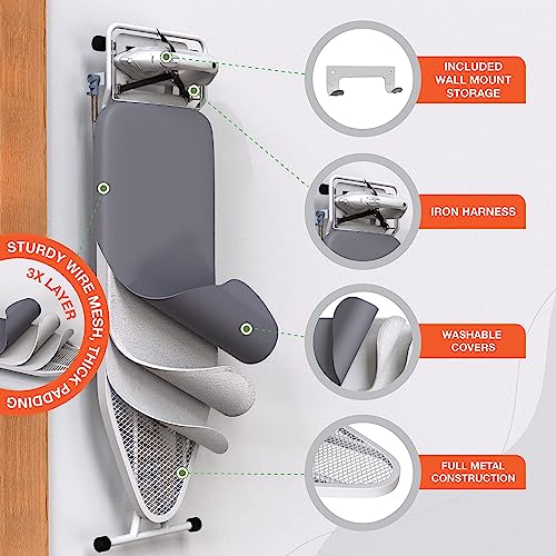 Xabitat Ironing Board Extra-Wide 57" x 18" Foldable with Wall Hanger - color: Green + Gray, size: 18 x 57 Inches