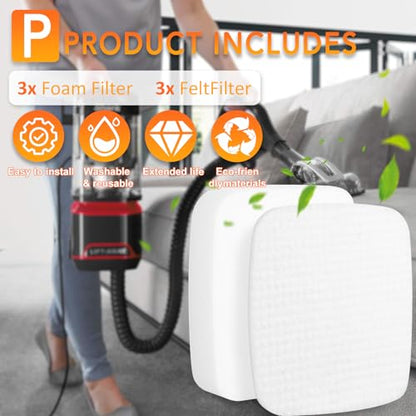 UV900 UV850 Foam & Felt Filters for Shark Performance Lift-Away ADV DuoClean PowerFins Upright Vacuum UV900 UV850, 3Pack Spare kit Replace Part # XFFK602UKT