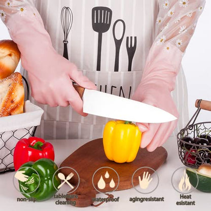 KAQ Dishwashing Gloves - 3 Pairs Reusable Non-Slip Rubber Kitchen Gardening Household Gloves - color: Medium