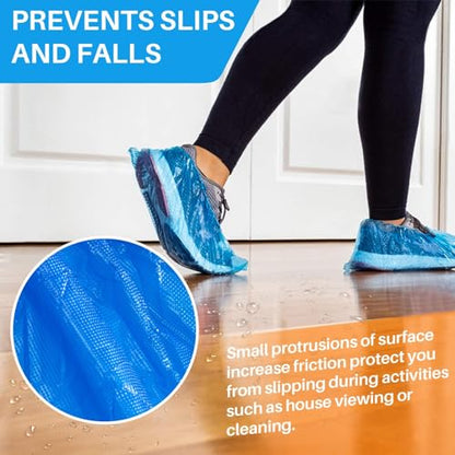 MAQIHAN 100 Pack Shoe Covers Disposable - Non Slip Plastic Booties Covers - size: 100 Pack