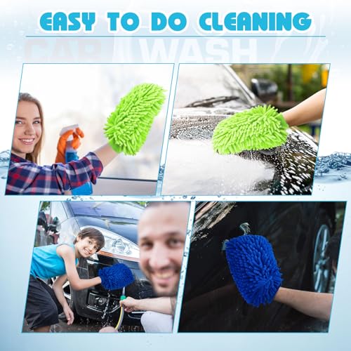 Toulite 16 Pcs Microfiber Wash Mitts, 7.48 x 10.24 Inch, Royal Blue, Green - color: Royal Blue, Green, size: 7.48 x 10.24 Inch