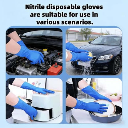 Long Sleeve Nitrile Disposable Gloves 16inch Cleaning 50PCS - color: Blue, size: Medium