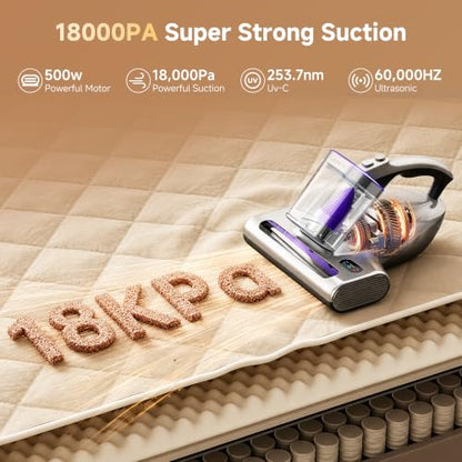 uwant 18Kpa Mattress Vacuum Cleaner 60000RPM Tap Bed Vacuum Set of 1