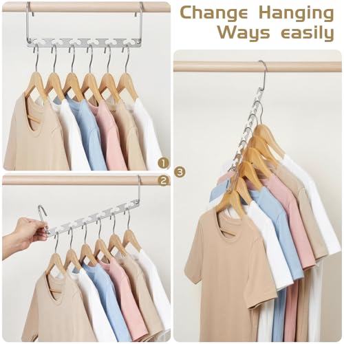 HOUSE DAY 10.5 Inch Closet Space Saving Wardrobe Clothing Magic Hangers Oragnizer Heavy Chrome Hangers, Updated Hook Design Pack of 8 - size: 8 Pack