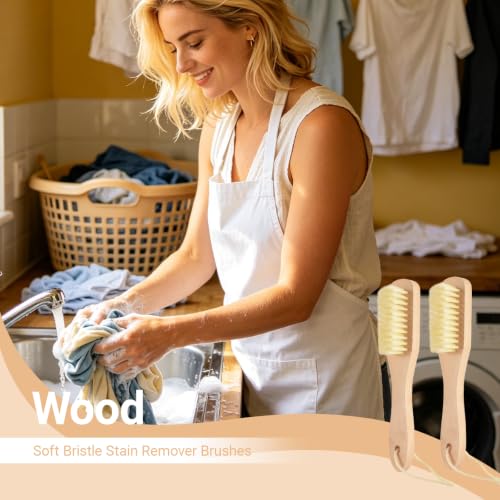6 Pack Wood Laundry Brush Soft Bristle Shoe Stain Remover Brushes
