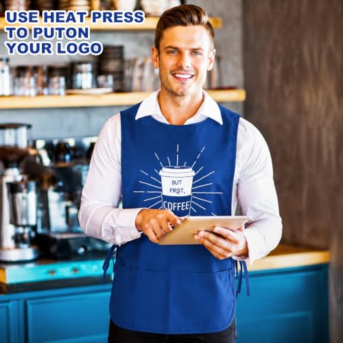 TFTAFAN Cobbler Apron Unisex Waterproof Apron with 2 Deep Pockets Art Smock for Painting Cleaning Artiest Apron work kitchen - color: Royal Blue