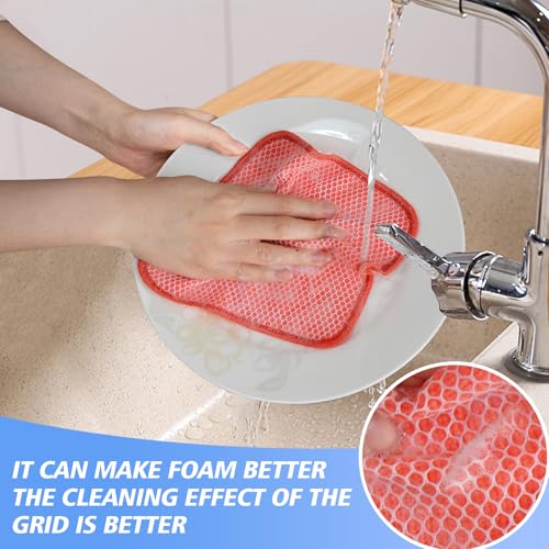 KinHwa Dish Cloths for Washing Dishes with Scrub Side, Microfiber Dish Rags - color: Red, size: 7inchx7inch