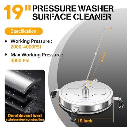 LidoDola 19'' Pressure Washer Surface Cleaner, Power Washer Accessory - size: 19 INCH SILVER
