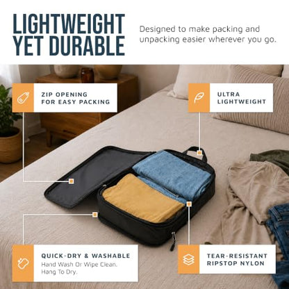 TRIPPED Travel Gear Large Compression Packing Cubes 7-Piece Set for Travel - color: Black