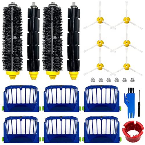 Replacement Parts Kit for irobot Roomba 600 Series 694 676 675 692 695 677 671 655 645 690 680 660 650 620 614 & 500 Series 595 585 564 robot, 2 Bristle & 2 Beater Brush, 6 Filter, 6 Side Brush - size: 2+6+6