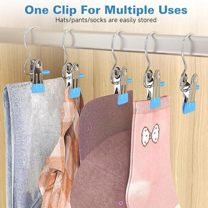 20 Pack Multi-Functional Boot Hangers - Space Saving Closet Clips & Laundry Hooks for Pants, Hats, Socks & Gloves (Blue)