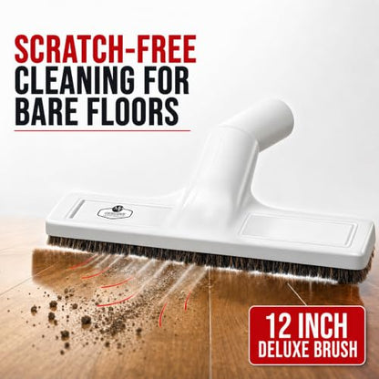 MP Maresh Products Soft Touch Deluxe Vacuum Cleaner Brush Attachment, Horse Hair Bristles for Hardwood & Wall Cleaning, Fits 1 1/4 Inch Vacuums Rigid Nozzle Dust Collector Pet Hair - Gray, 12 inch - size: 12 Inch with Wheels Gray