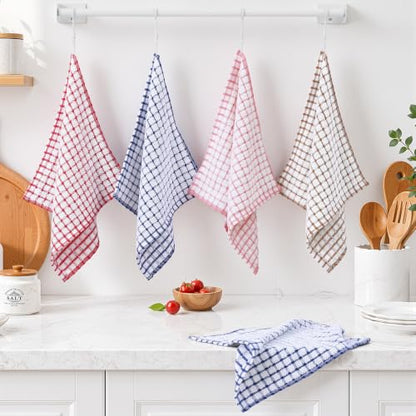 Homaxy 16 Pack Terry Kitchen Dish Cloths, 12"x12", Blue/Pink/Red/Brown - color: Blue/Pink/Red/Brown, size: 12 x 12 - 16 Pack