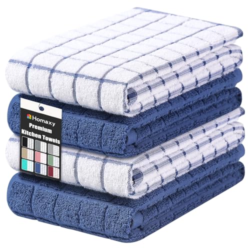 Homaxy Large Premium Cotton Kitchen Towels 16"x 28", 4 Pack, Navy Blue - color: Navy Blue, size: 16" X 28" - 4 Pack