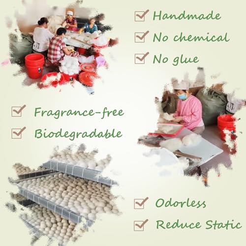 Wool Dryer Balls Laundry Reusable, 100% Natural New Zealand Wool Balls for Dryer, 6 in 1 Pack (Panda)