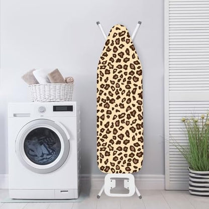 Leopard Print Ironing Board Cover Standard Size, Polyester Ironing Board Protector, Heat Reflective Surface, Dirt-Resistant Iron Board Cover, Easy to Install Remove - color: Leopard - Beige and Brown