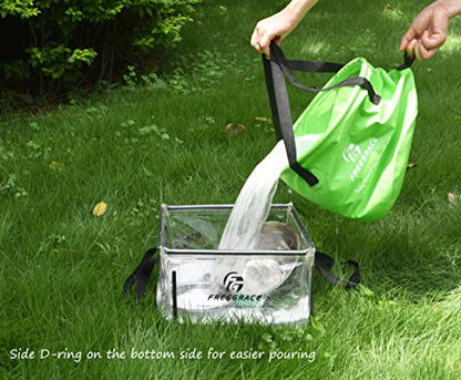 Freegrace Collapsible Water Bucket with Lid 23L Portable Camping Wash Basin - color: Green, size: 23L