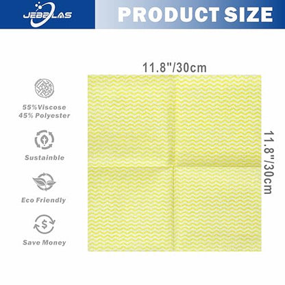 JEBBLAS Handi Wipes Reusable Cloths Dry Cleaning Cloths Dish Towel Dish Cloths Handy Cleaning Wipes,Pack of 50, Yellow - color: Yellow