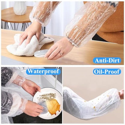 400 PCS 16 In Plastic Protective Arm Sleeves Disposable Oversleeves Covers Plastic Sleeve Protectors for Arms Painting Cleaning