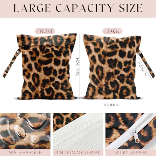 Wet Bag for Swimsuit, Beach Travel Essentials Wet Dry Bag, for Sunscreen Toiletry Dirty Clothes Yoga Gym Diaper, Friends Summer Beach Vacation Gifts. Leopard - color: Leopard