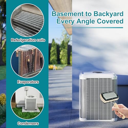 Air Conditioner Coil Cleaning Brush Kits - Double Sided HVAC Brush AC Coil Cleaner Brush and Metal Radiator Fin Comb Compatible with Air Conditioner HVAC Fin Comb Straightener