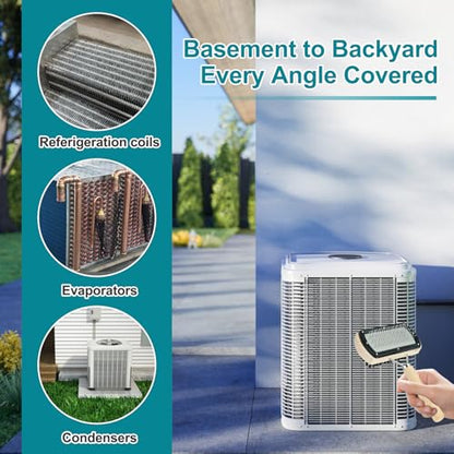 Air Conditioner Coil Cleaning Brush Kits - Double Sided HVAC Brush AC Coil Cleaner Brush and Metal Radiator Fin Comb Compatible with Air Conditioner HVAC Fin Comb Straightener