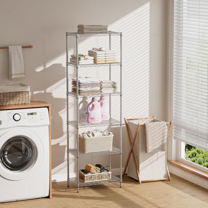 SINGAYE 6 Metal Shelves Wire Shelving Storage Shelf Adjustable Unit Pantry - color: Grey, size: 6 Tier 12"Dx22"Wx69.5"H