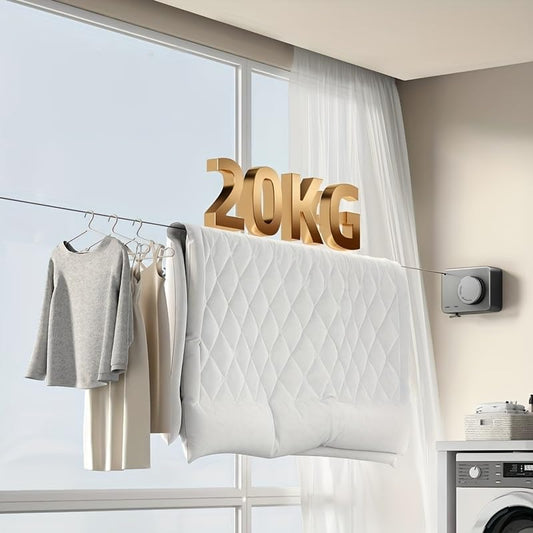 Retractable Clothesline, Stainless Steel Cable, drillable or Drill-Free, Suitable for Balconies, bathrooms, Household Drying, Black - color: Black
