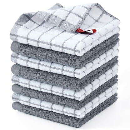 Homaxy Premium Cotton Kitchen Dish Cloths 12"x 12", 8 Pack, Grey - color: Grey, size: 12" X 12" - 8 Pack