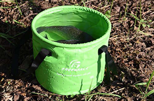 Freegrace Collapsible Water Bucket 16L Portable Camping Sink and Wash Basin - color: Green, size: 16L