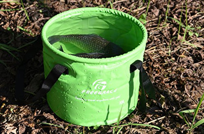 Freegrace Collapsible Water Bucket 16L Portable Camping Sink and Wash Basin - color: Green, size: 16L