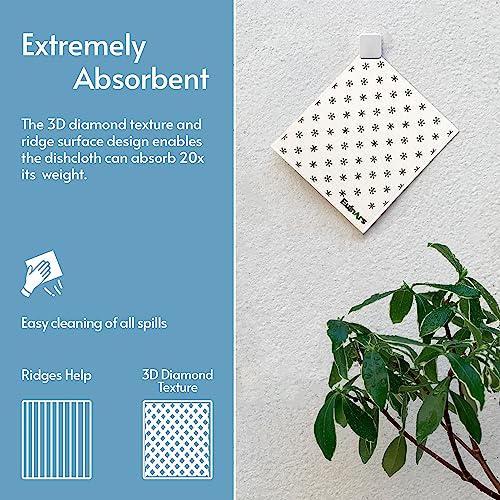 Eulnars Reusable Paper Towels, 8-Pack Swedish Dishcloths for Kitchen with 3 Clips, Black White, Cotton, 200 Washes - color: Black White