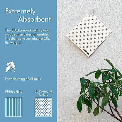 Eulnars Reusable Paper Towels, 8-Pack Swedish Dishcloths for Kitchen with 3 Clips, Black White, Cotton, 200 Washes - color: Black White